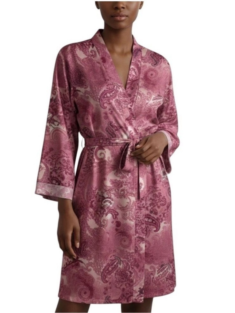 ✨3/$21✨ Delicates Casual Paisley Long Sleeve Open Front Tie Waist Kimono Robe